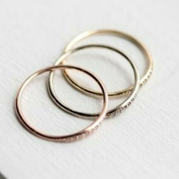 Brand New Gold or Silver CZ Stacking Pave Ring - Picture 2 of 4